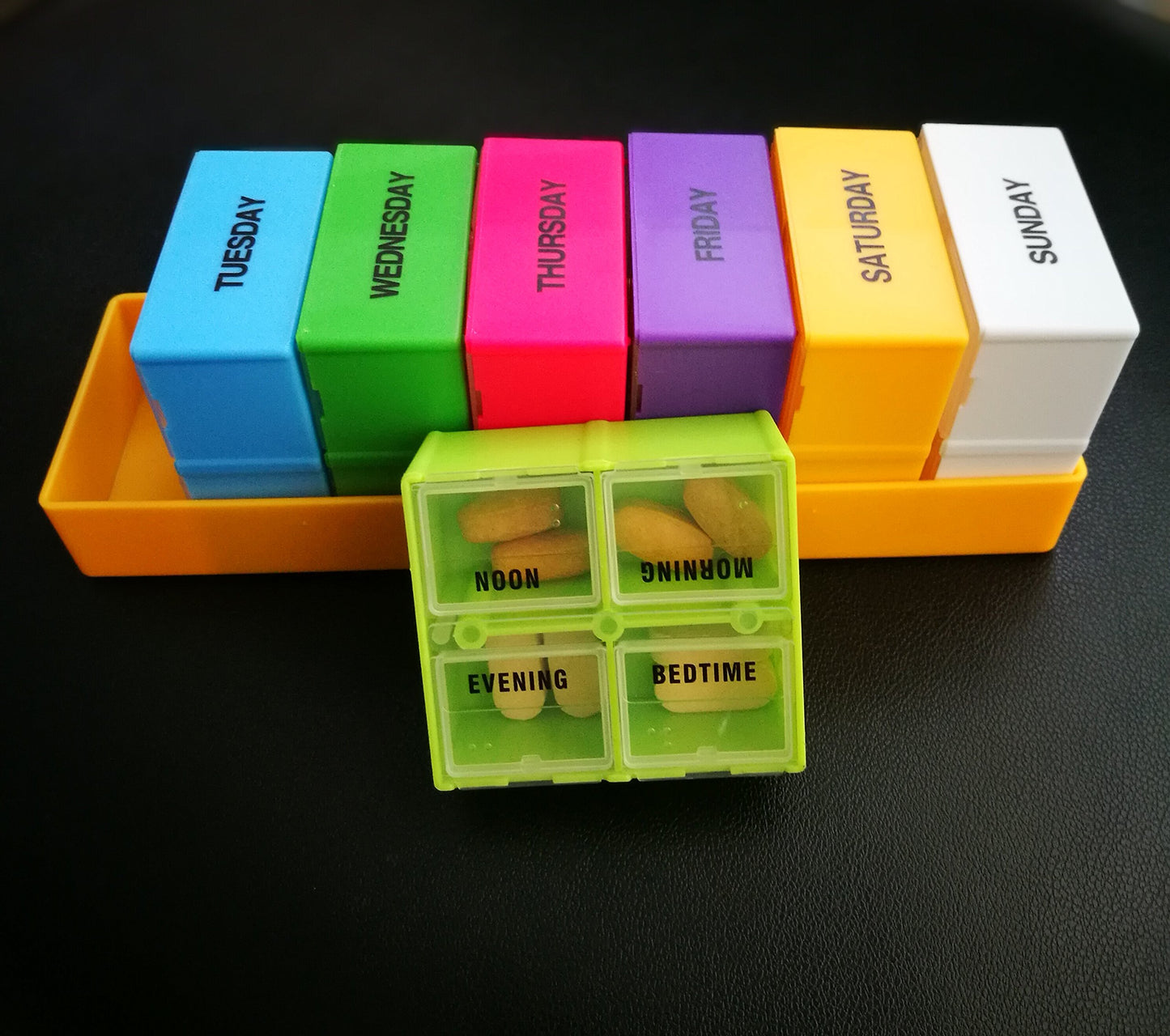 7 Day Pill Box — 4x Day — Square Case
