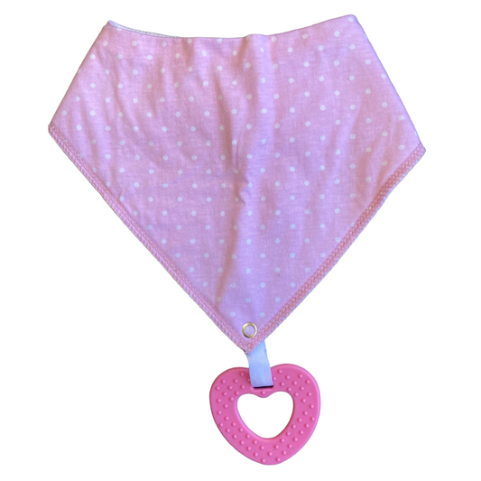 Bib with Detachable Teething Ring (assorted patterns) Bibs SPIRIT SPARKPLUGS Pink Heart