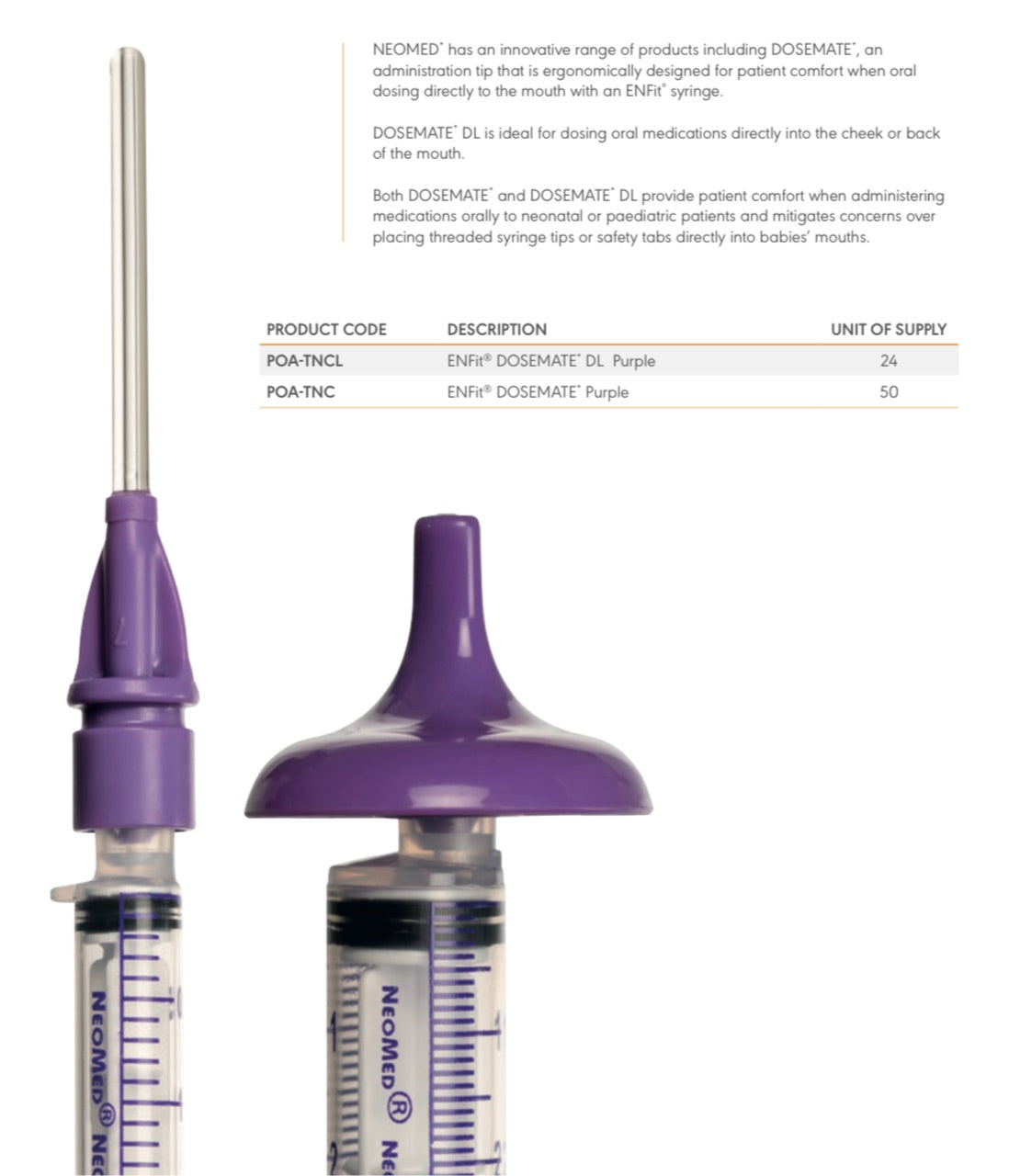 DoseMate — Syringe Adapters for Oral Use by Avanos (ENFit Compatible) Medical Syringes Kylee & Co