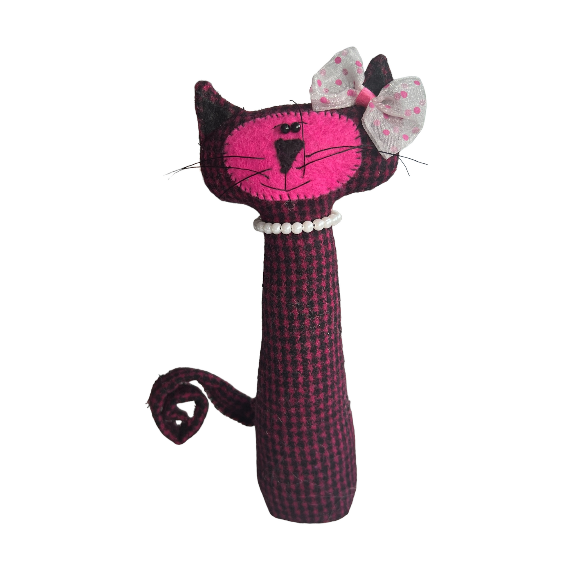 Standing Cats  Splash Quilting Pink Tartan
