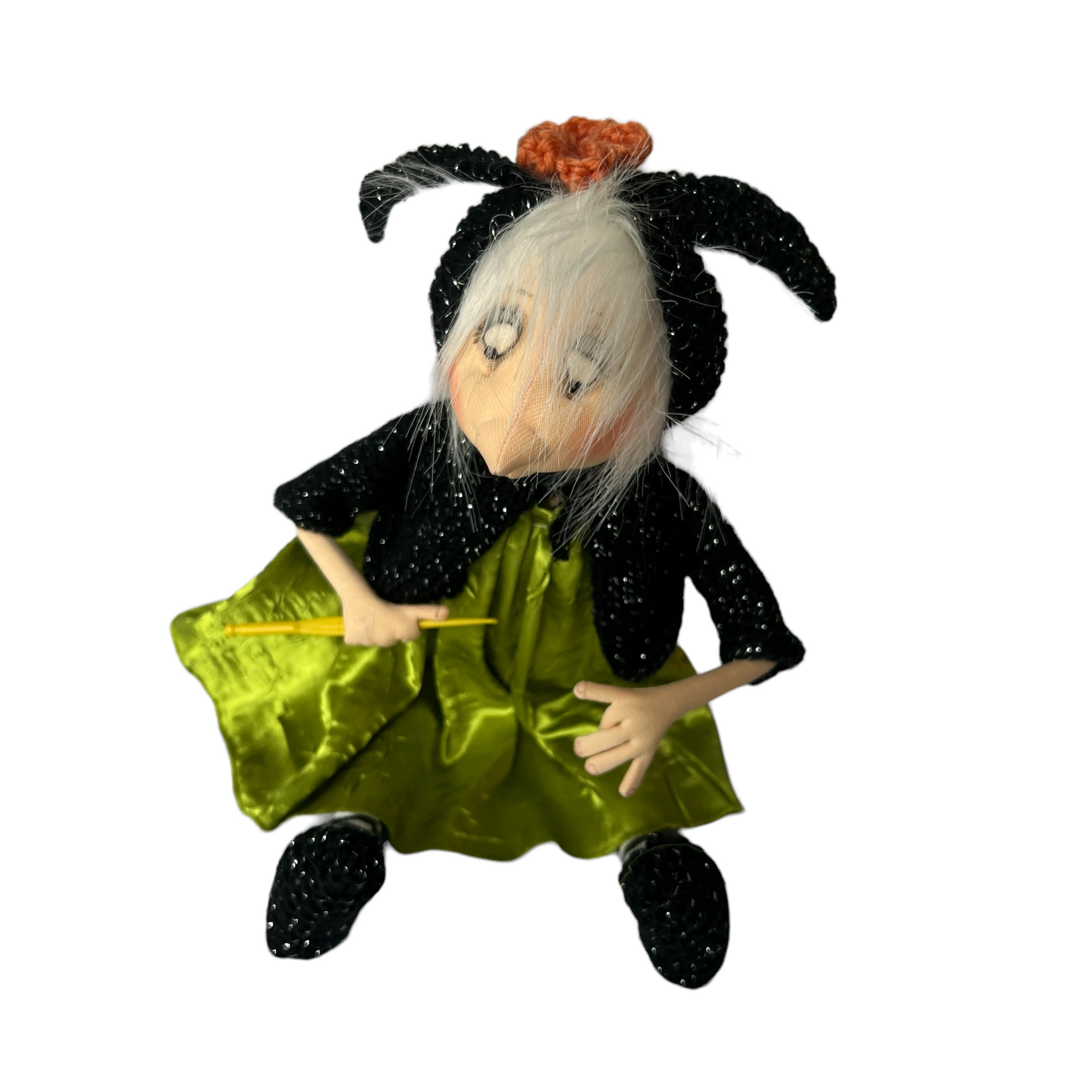 Tina, Sitting Standing Dolls  Splash Quilting Large / Green Dress