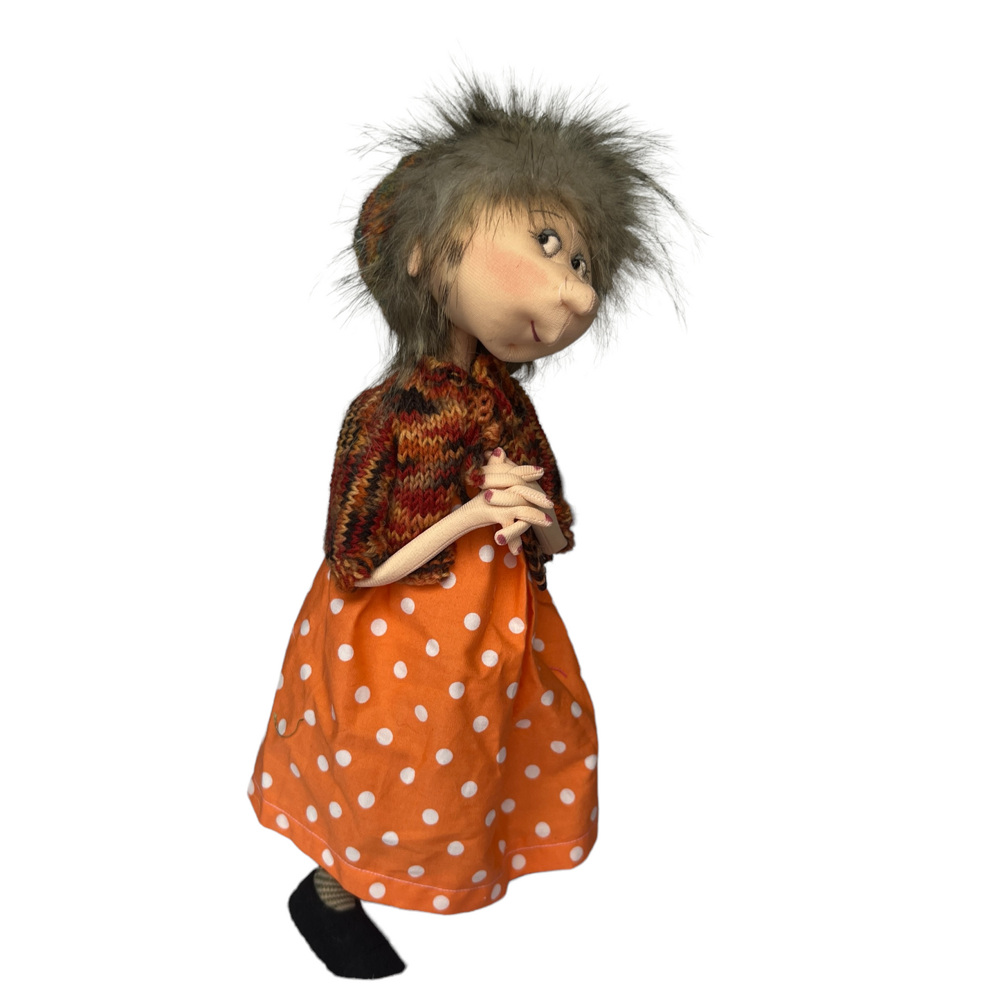 Tina, Sitting Standing Dolls  Splash Quilting Large / Orange Spots