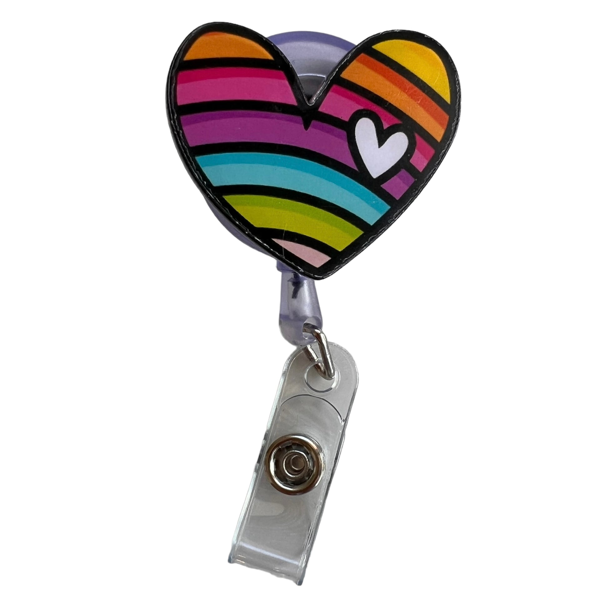 Rainbow Heart — Retractable Badge Holder (Nurses) Badge & Pass Holders SPIRIT SPARKPLUGS Heart Rainbow