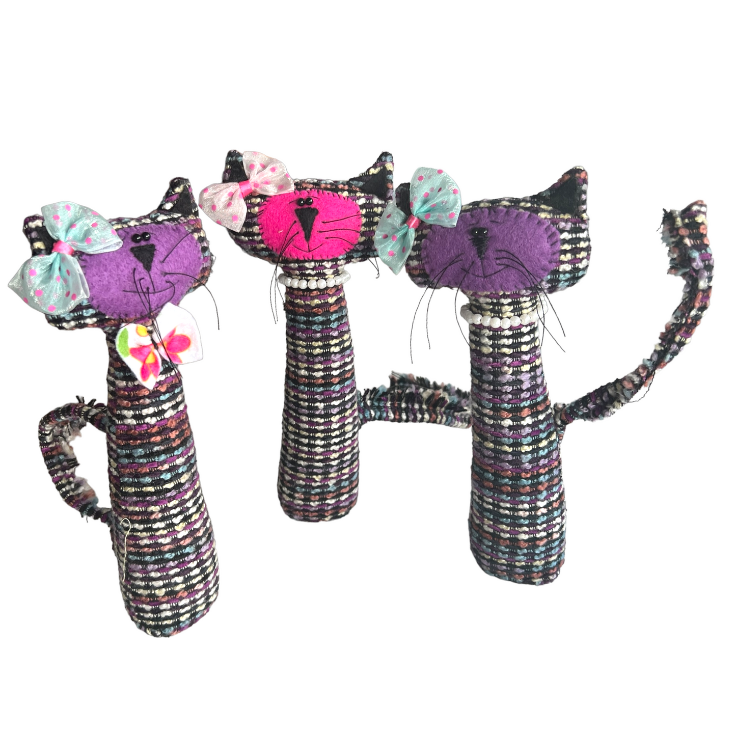 Standing Cats  Splash Quilting Purple Tartan