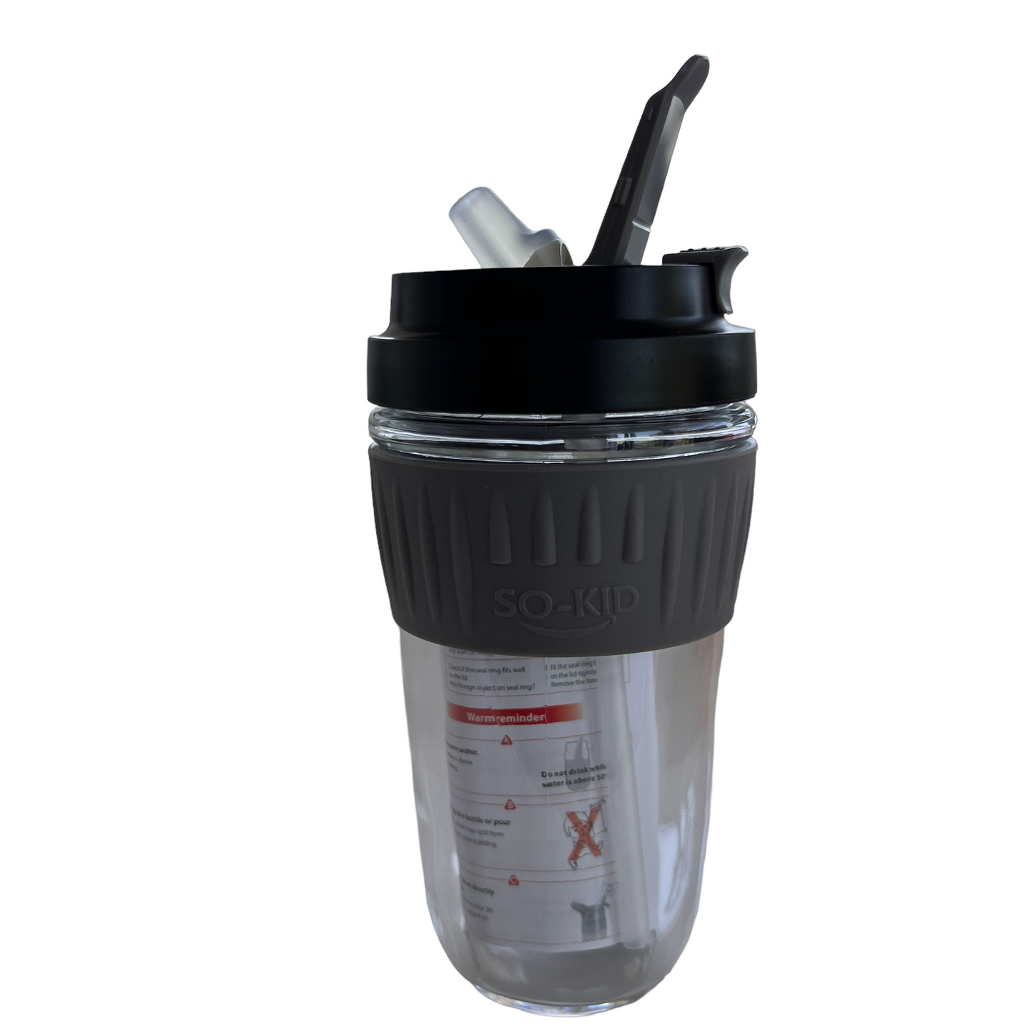 Heavy duty glass mug with lid and built in straw Mobility & Accessibility SPIRIT SPARKPLUGS