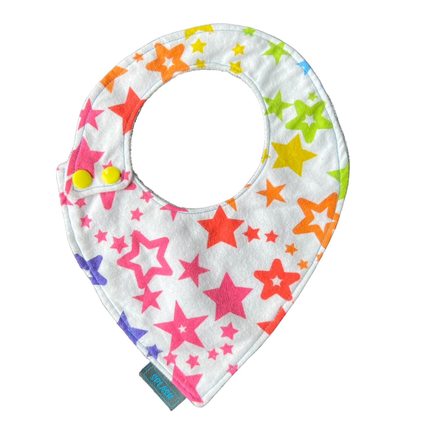 Pointed Side Fastener Bibs (assorted patterns) Bibs Splash Quilting Stars Rainbow