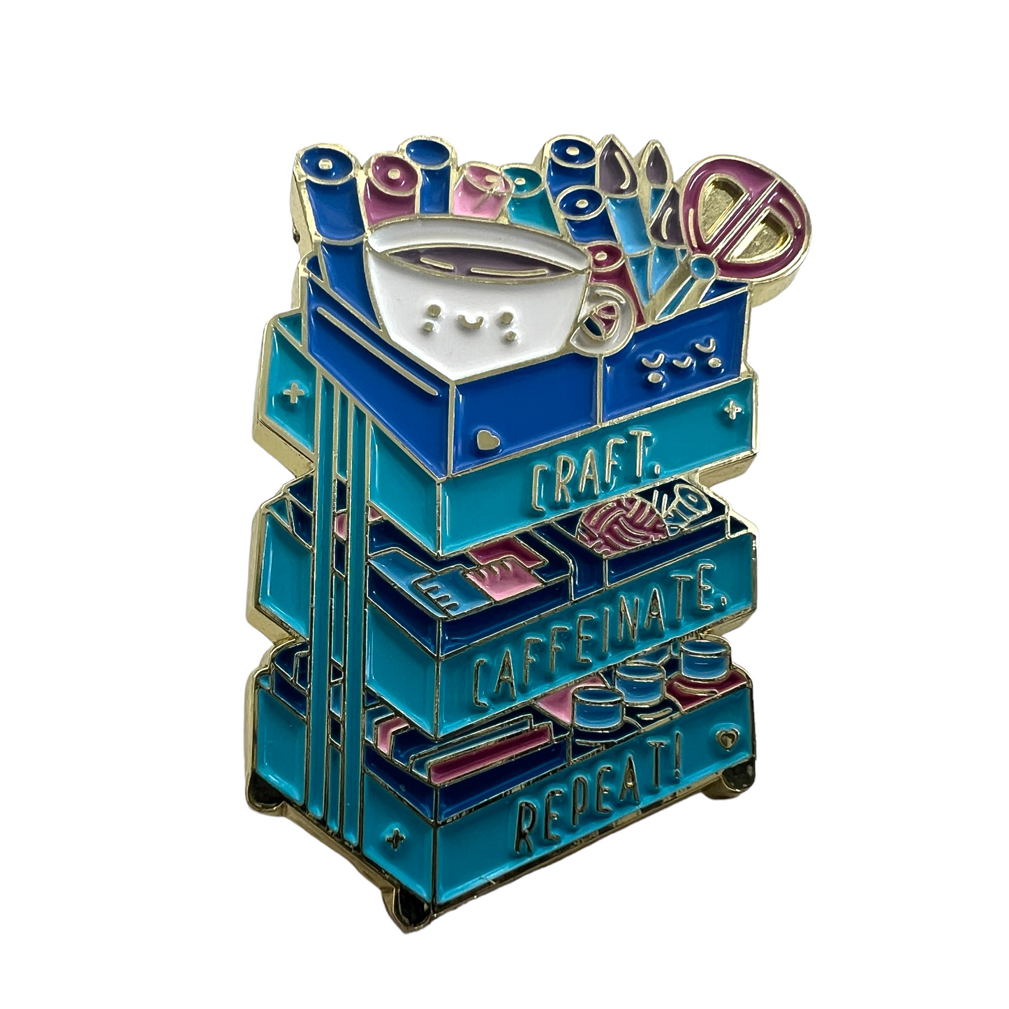 Pin — Craft Cart “Craft. Caffinate. Repeat’  SPIRIT SPARKPLUGS