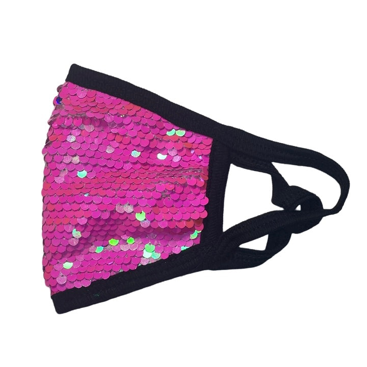 Adult Reusable Fabric Sequin Mask Mask SPIRIT SPARKPLUGS Large Pink Sequins