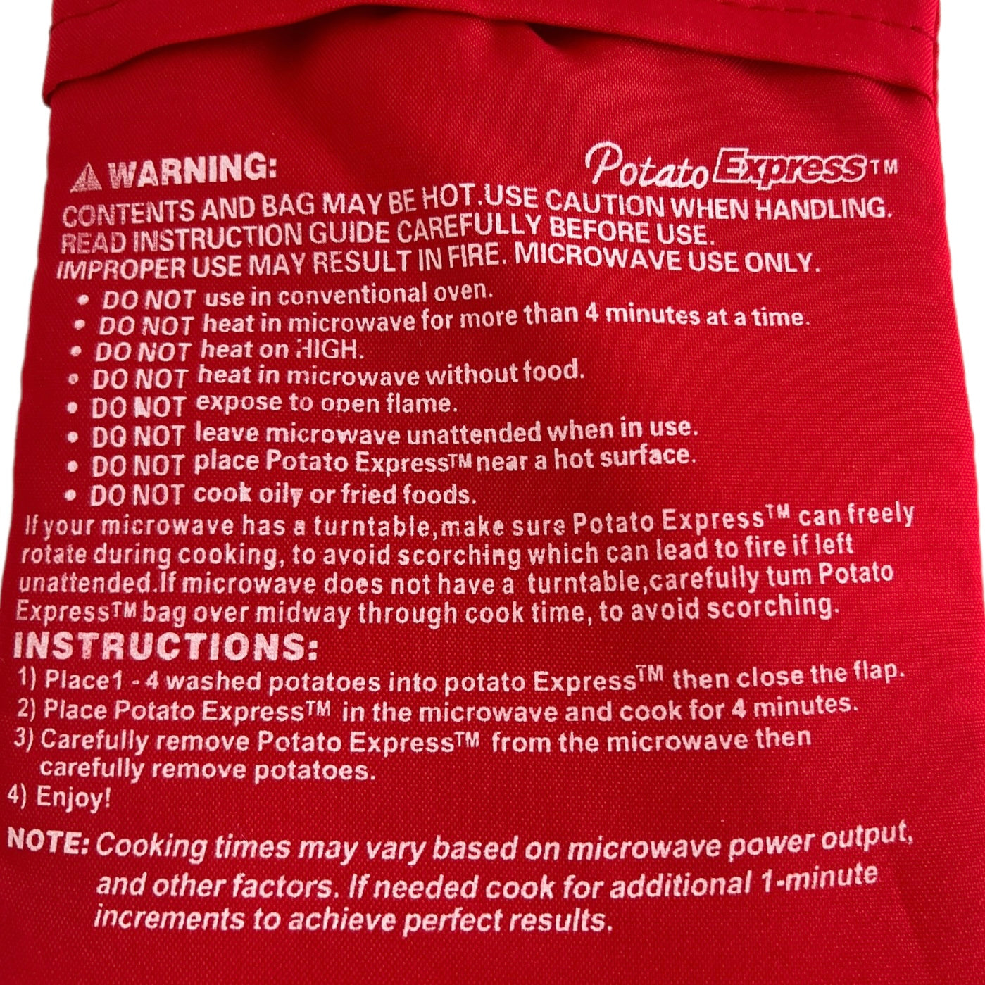 Reusable Microwave Potato Cooking Bag  SPIRIT SPARKPLUGS