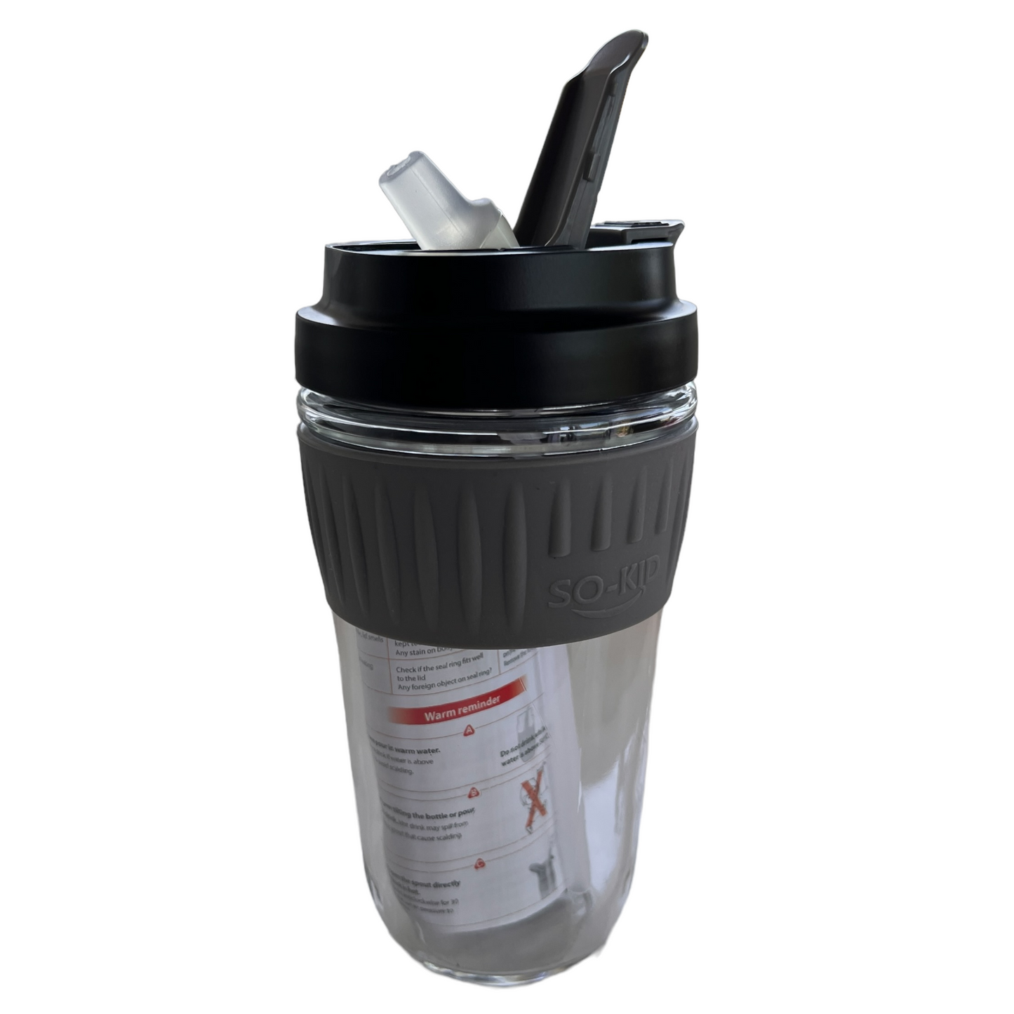 Heavy duty glass mug with lid and built in straw Mobility & Accessibility SPIRIT SPARKPLUGS