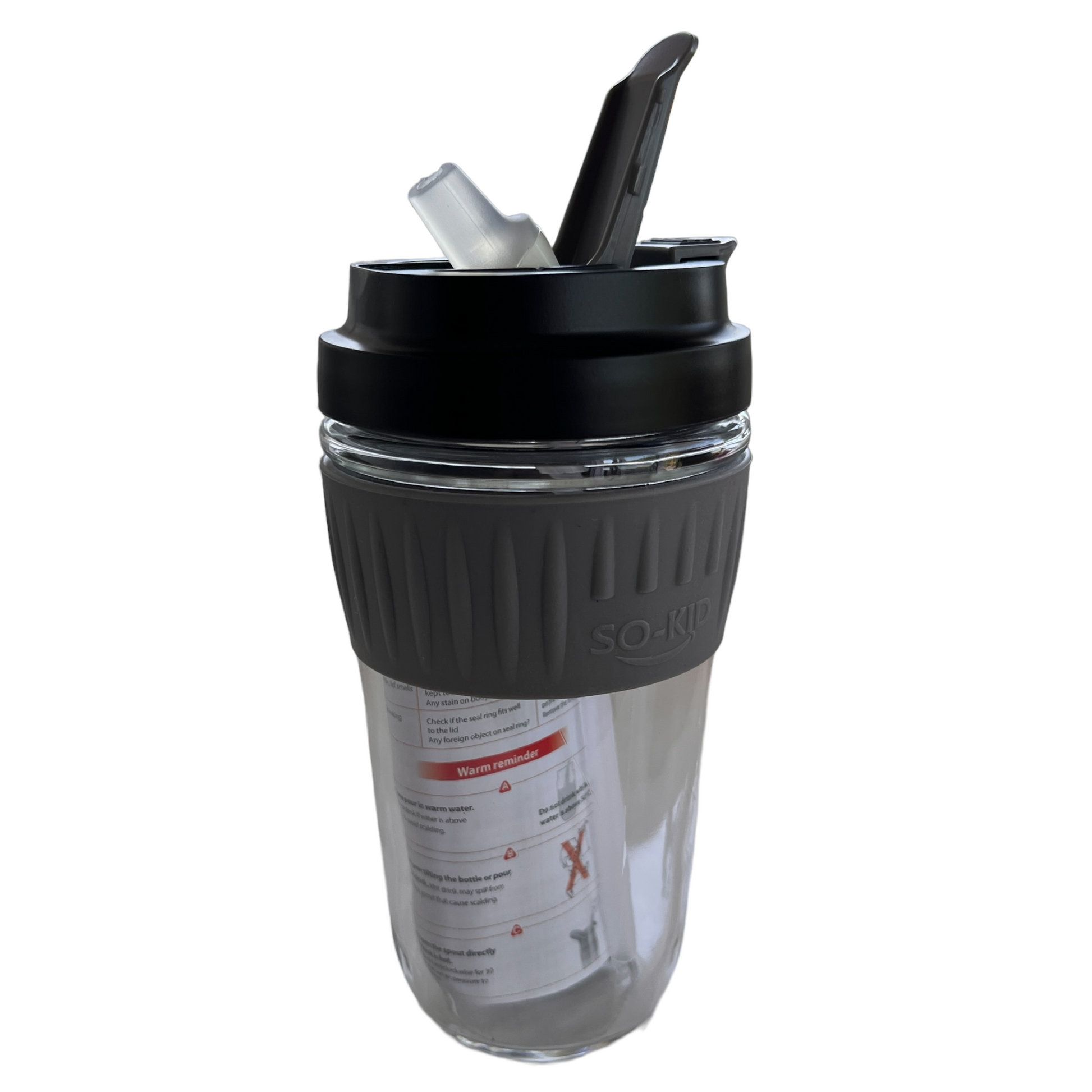 Heavy duty glass mug with lid and built in straw Mobility & Accessibility SPIRIT SPARKPLUGS