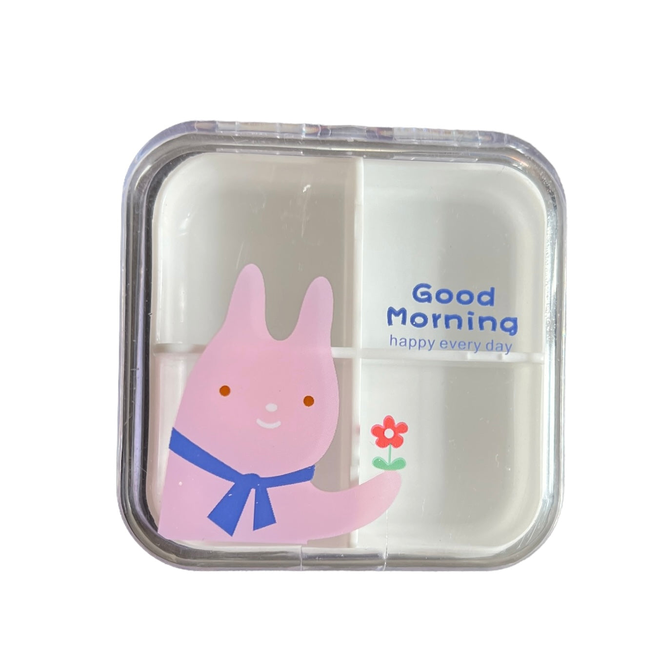 Travel Medication Container - 4 compartment Medical SPIRIT SPARKPLUGS Rabbit