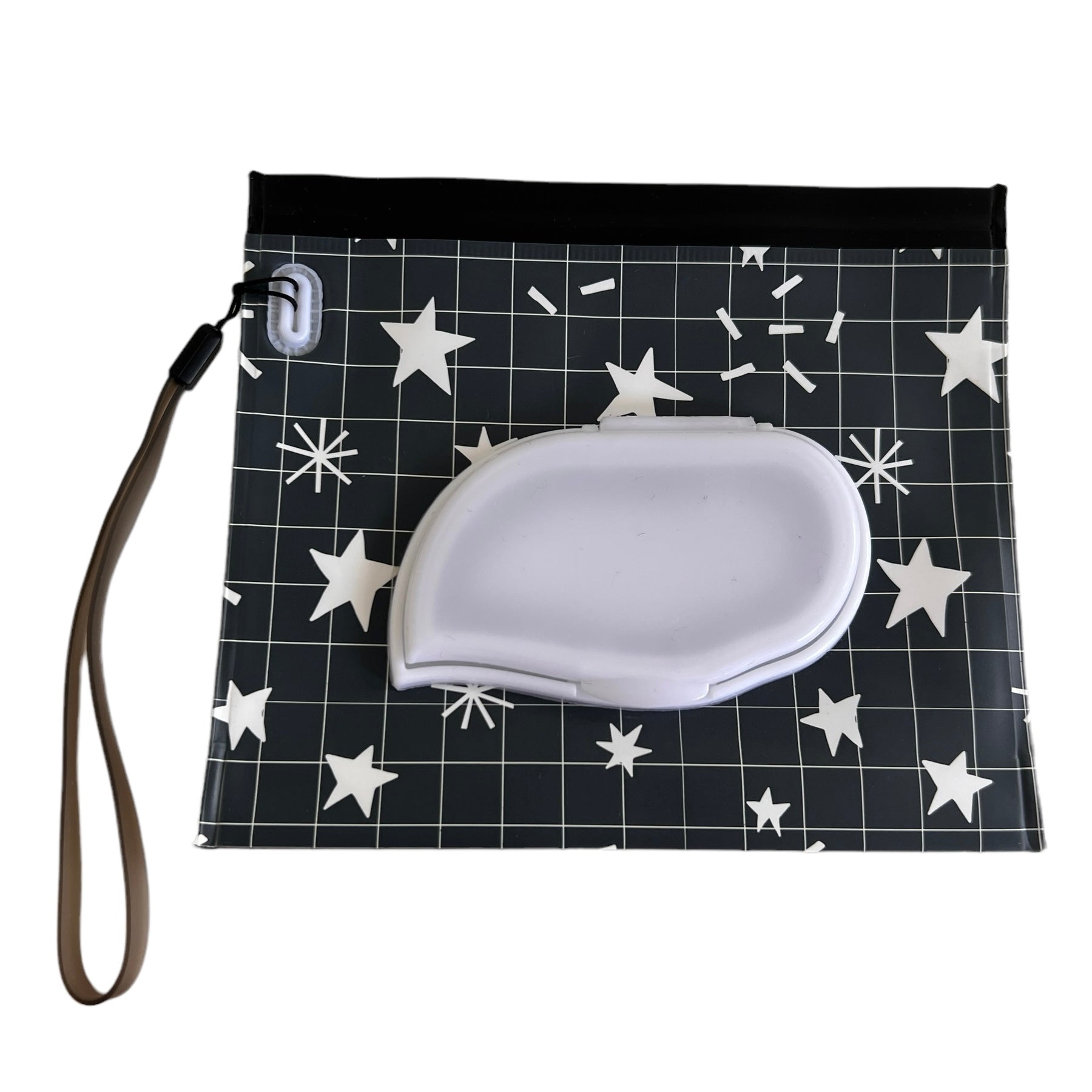 Wet Wipes Travel Potable (Could be called Reusable Wet Wipe Bag — Small Travel Pouches SPIRIT SPARKPLUGS Stars Black