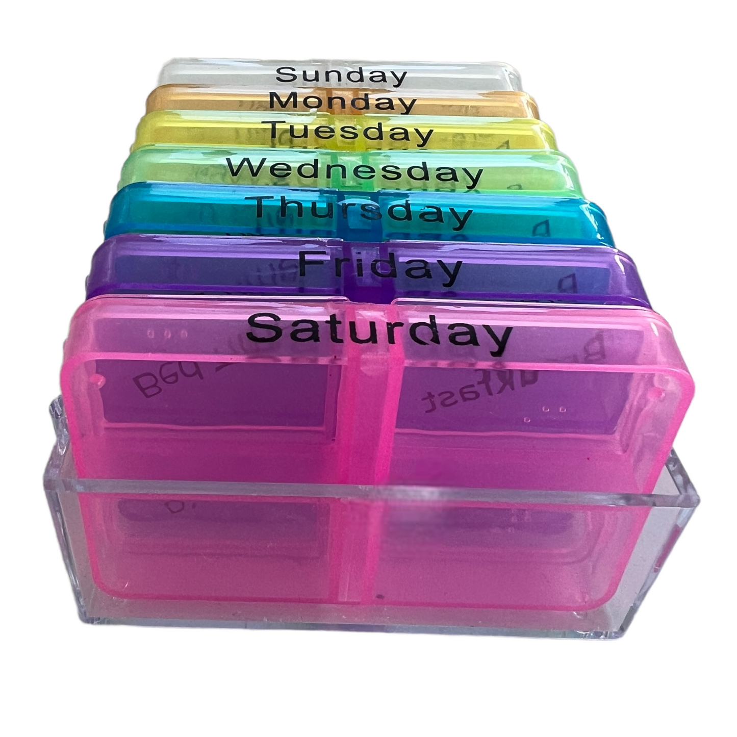 7 Day Pill Box — 4 Doses Daily - COMPACT  SPIRIT SPARKPLUGS