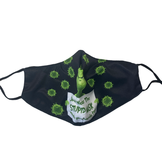 Kids Reusable Fabric Mask — Dr Seuss Mask SPIRIT SPARKPLUGS Black Grinch Mask