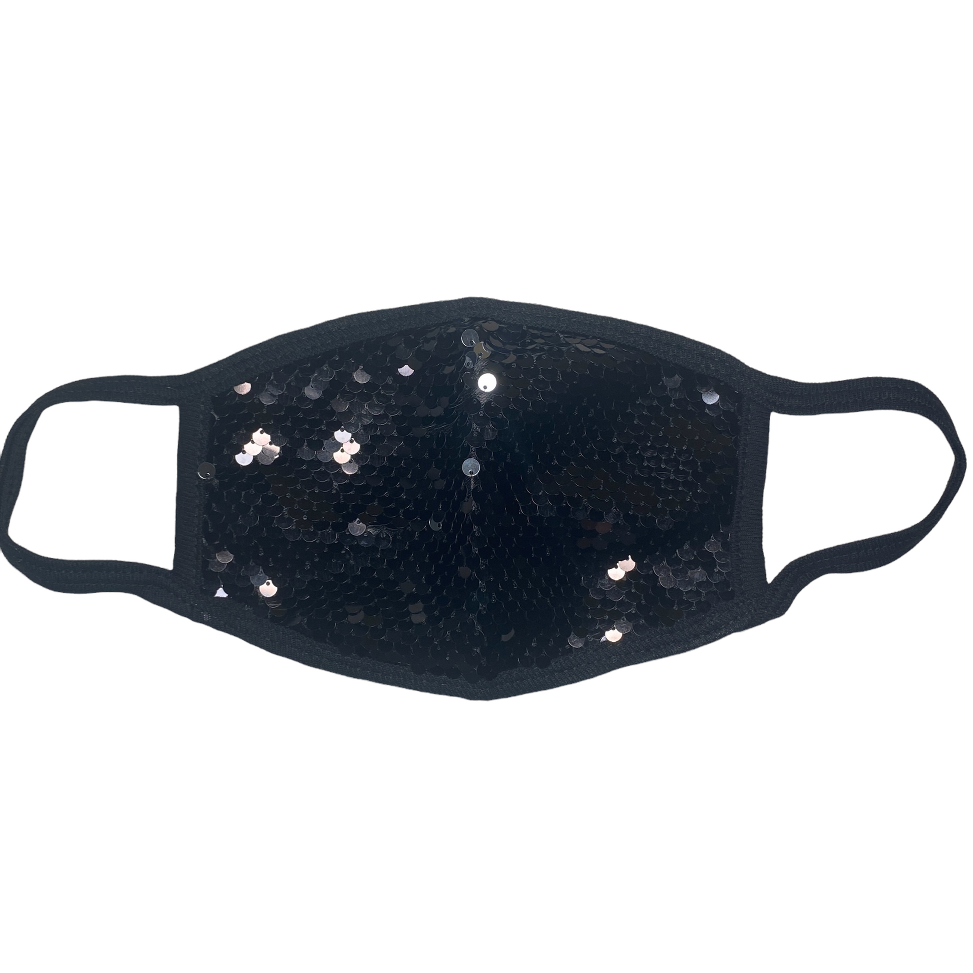 Adult Reusable Fabric Sequin Mask Mask SPIRIT SPARKPLUGS Small Black Sequins
