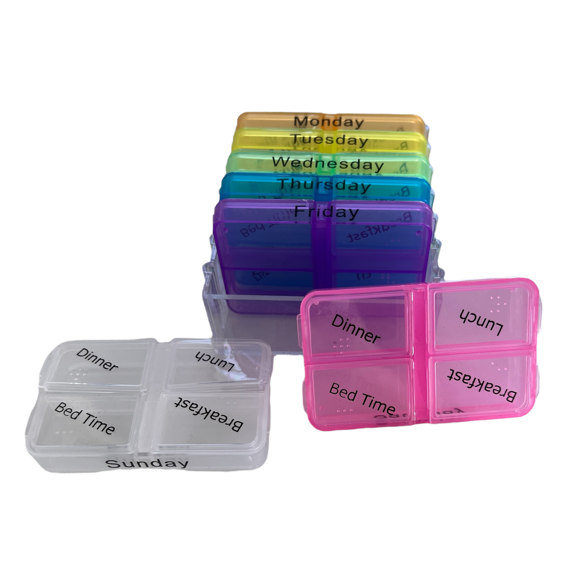 7 Day Pill Box — 4 Doses Daily - COMPACT  SPIRIT SPARKPLUGS