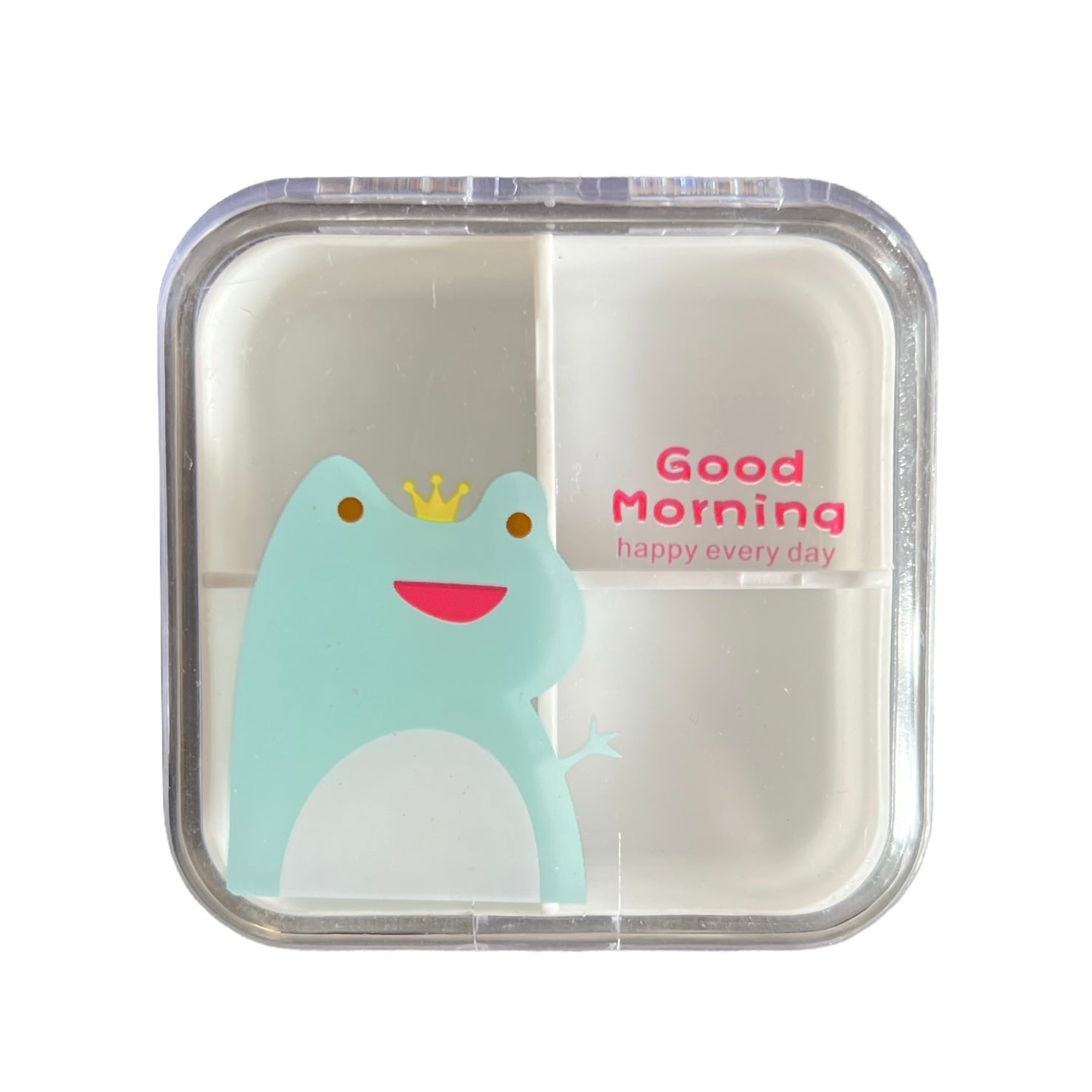 Travel Medication Container - 4 compartment Medical SPIRIT SPARKPLUGS Frog