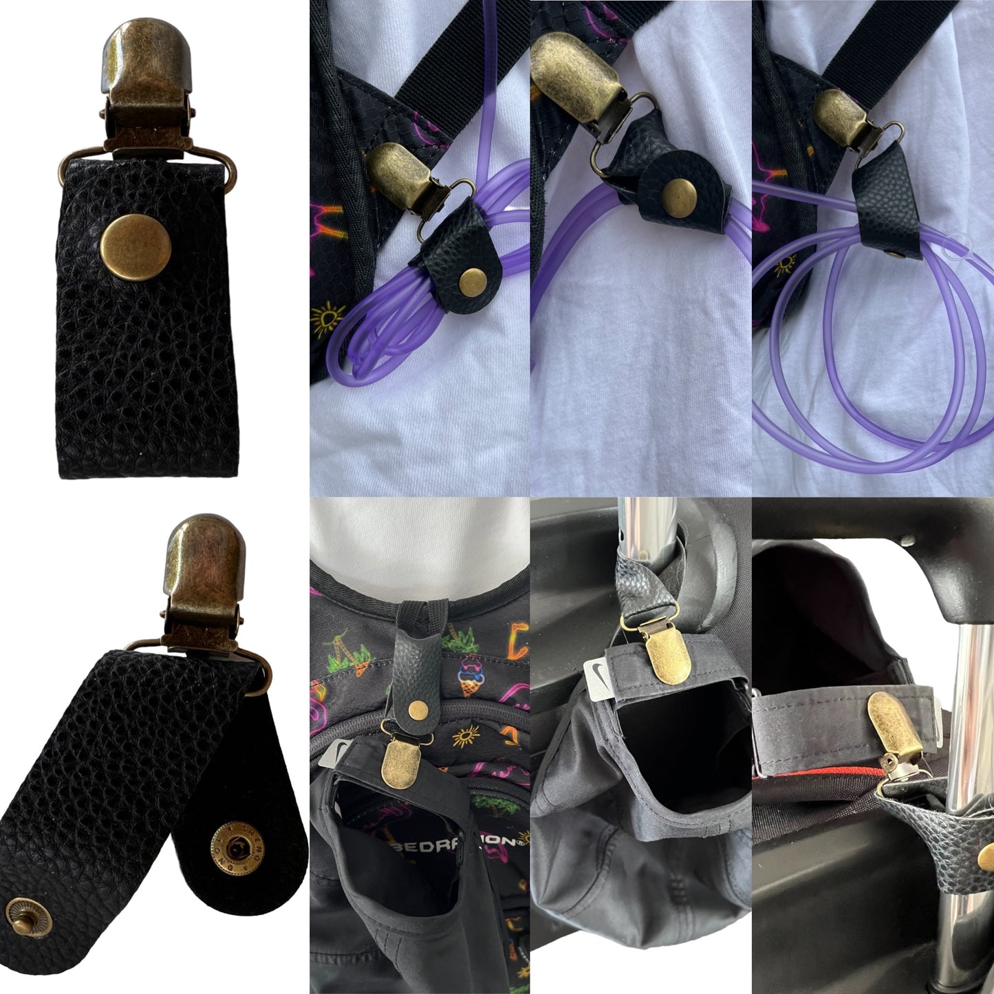 Leather Tubie Clip / Handbag Accessory  SPIRIT SPARKPLUGS