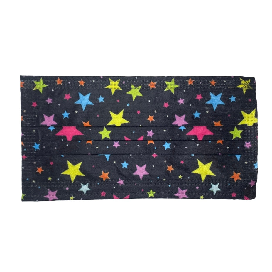 Disposable Printed Adult Masks Masks SPIRIT SPARKPLUGS Black Stars