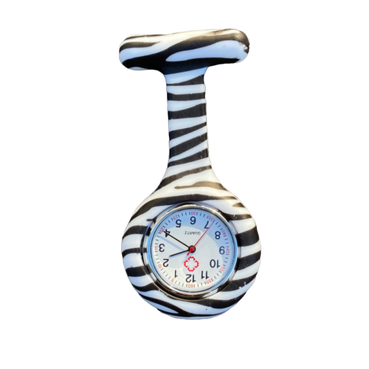 Zebra Nurse Watch — Badge Watches SPIRIT SPARKPLUGS Clip on