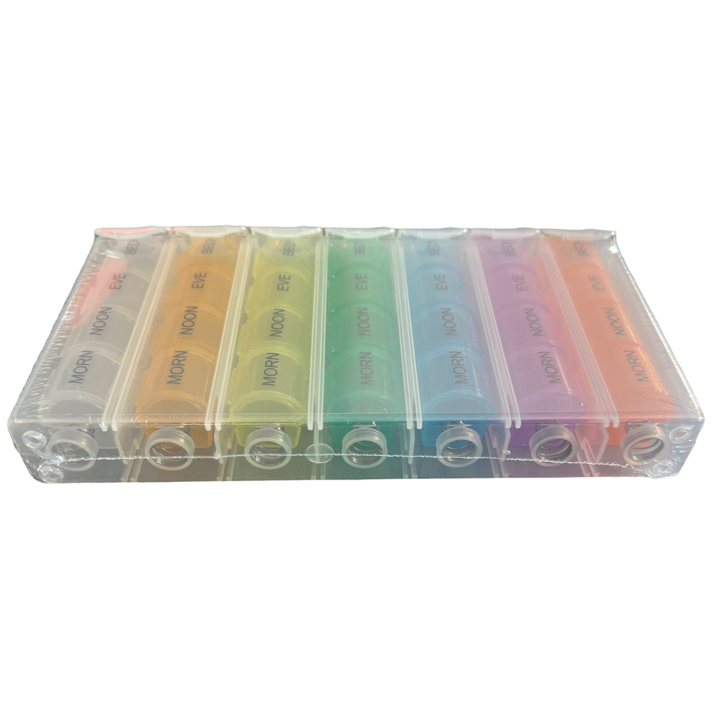7 Day Pill Box — 4 Doses Daily Pop Out Case Managing Medications SPIRIT SPARKPLUGS