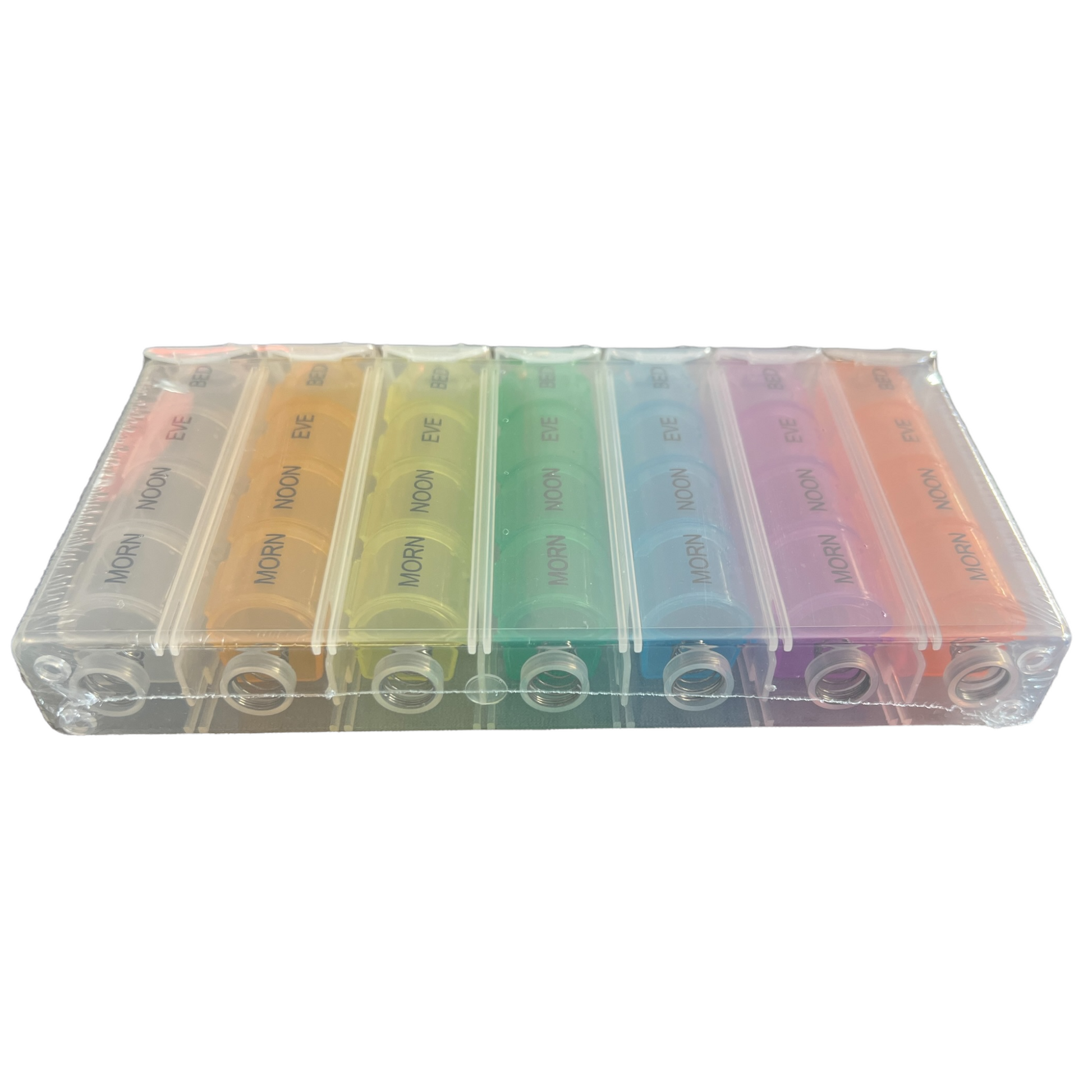 7 Day Pill Box — 4 Doses Daily Pop Out Case Managing Medications SPIRIT SPARKPLUGS