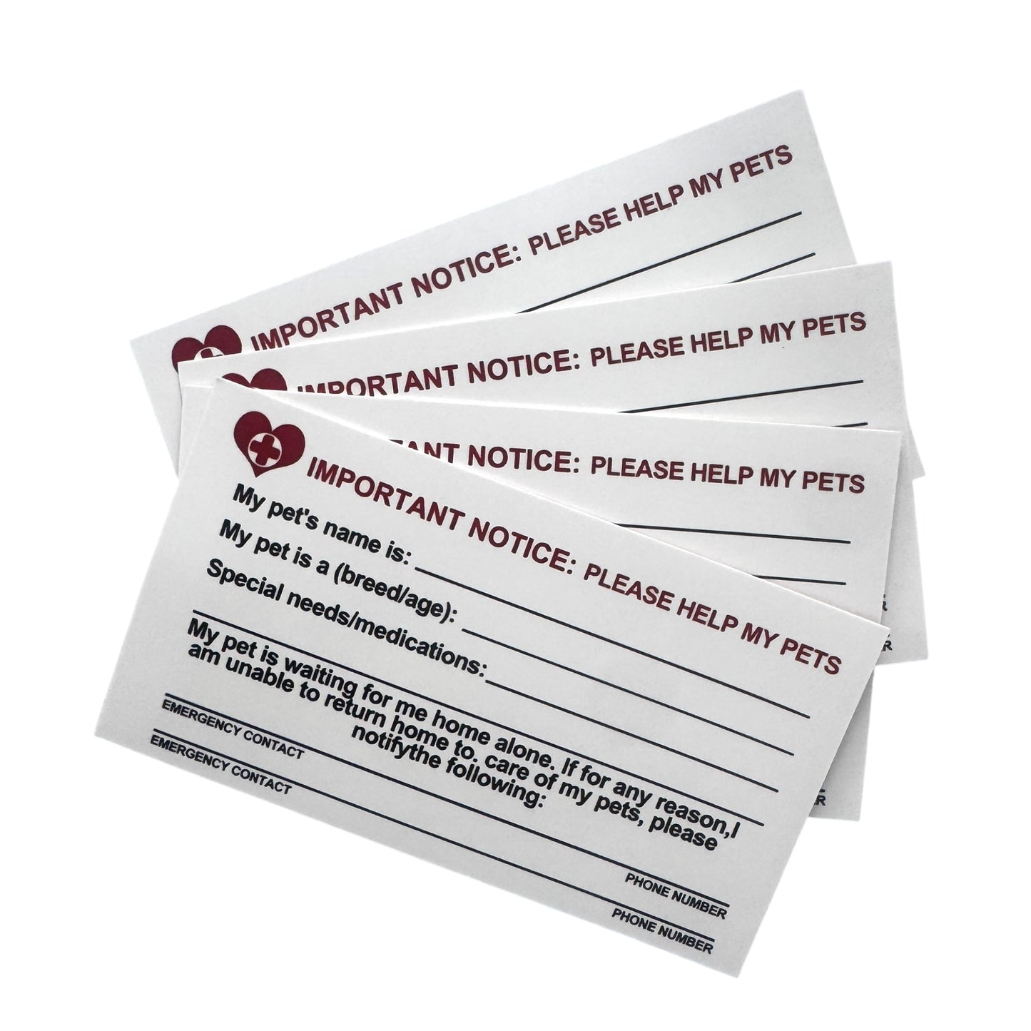 Emergency Pet Alert Card