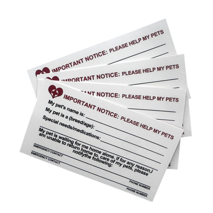 Emergency Pet Alert Card