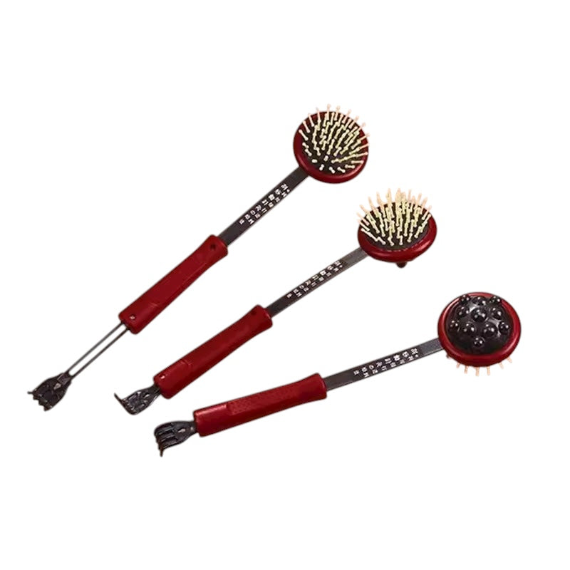 Long Handle all-in-one: Hair Brush, Lotion Applicator + Massager