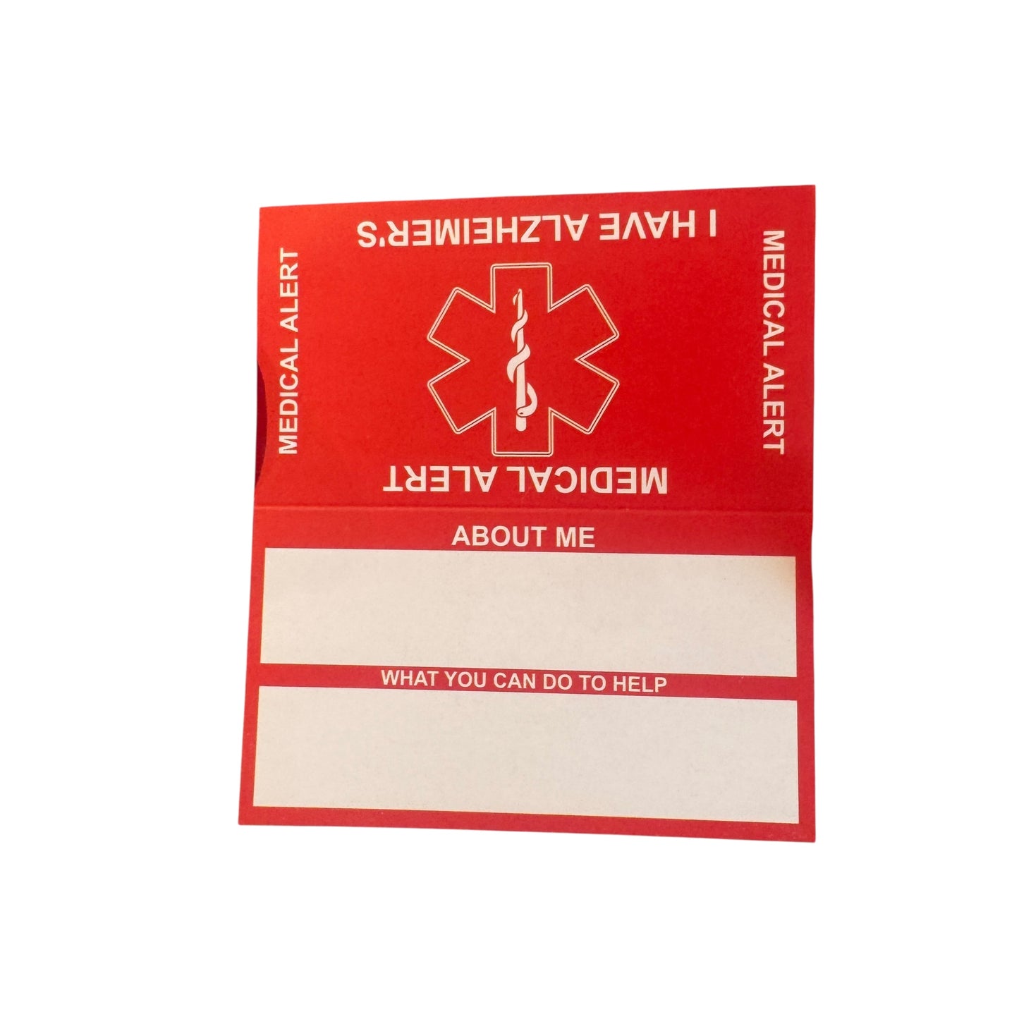 Medical Alert Card — Alzheimers Disease