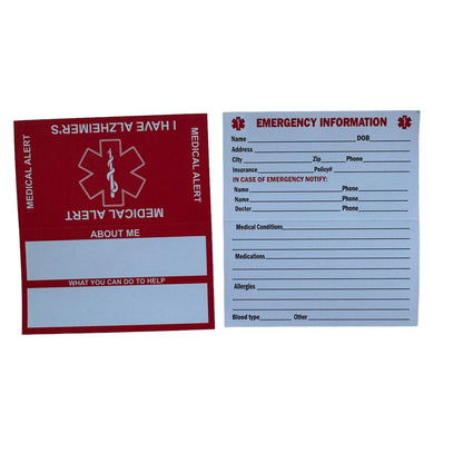 Medical Alert Card — Alzheimers Disease