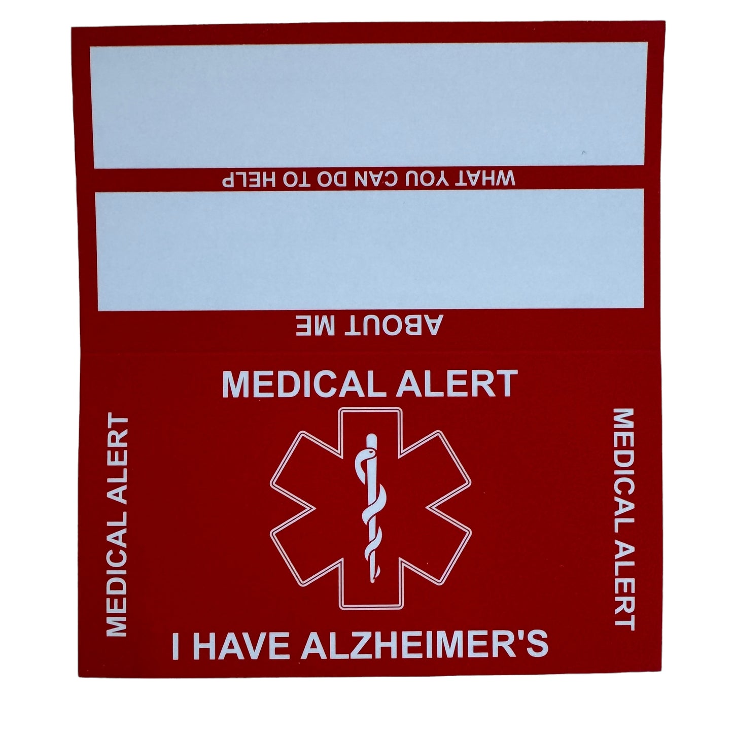 Medical Alert Card — Alzheimers Disease