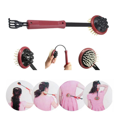 Long Handle all-in-one: Hair Brush, Lotion Applicator + Massager