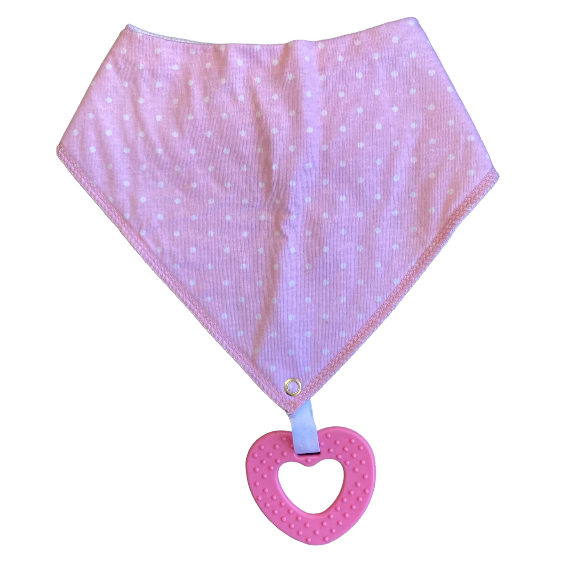 Bib with Detachable Teething Ring (assorted patterns) Bibs SPIRIT SPARKPLUGS Pink Heart  