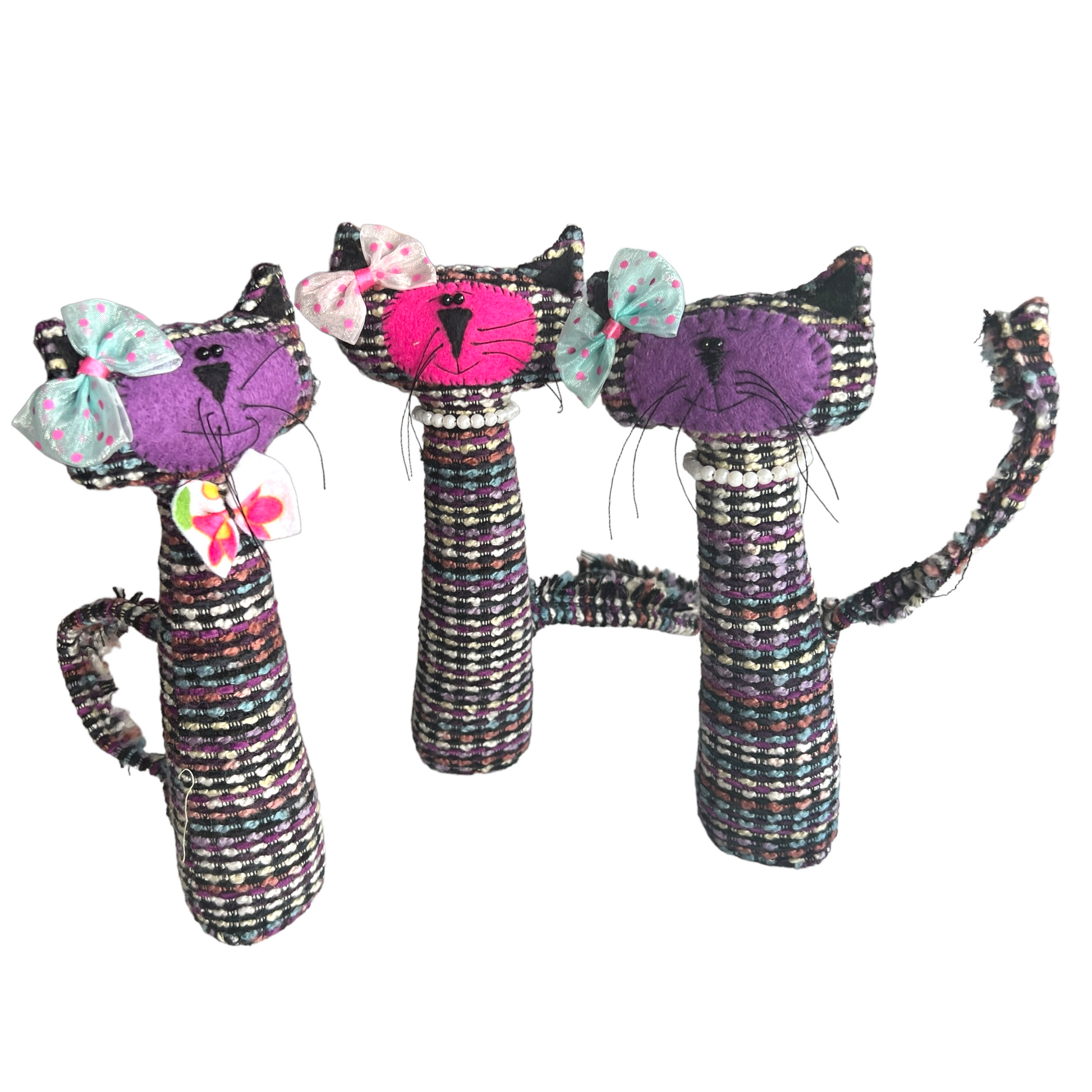 Standing Cats  Splash Quilting Purple Tartan  