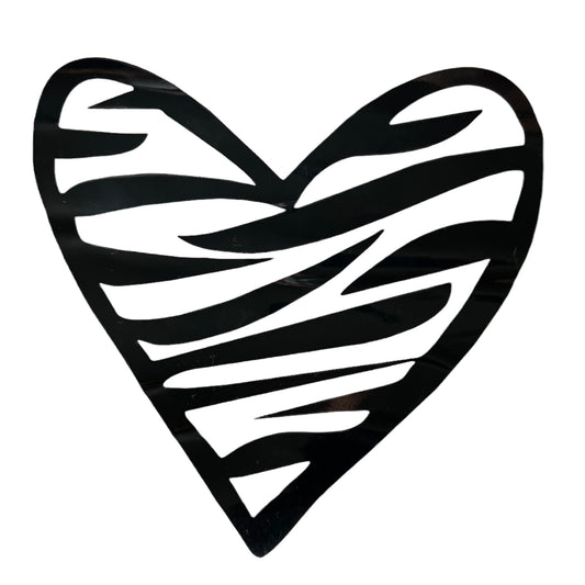 Sticker — Zebra Stripe Heart  SPIRIT SPARKPLUGS Black and Transparent  