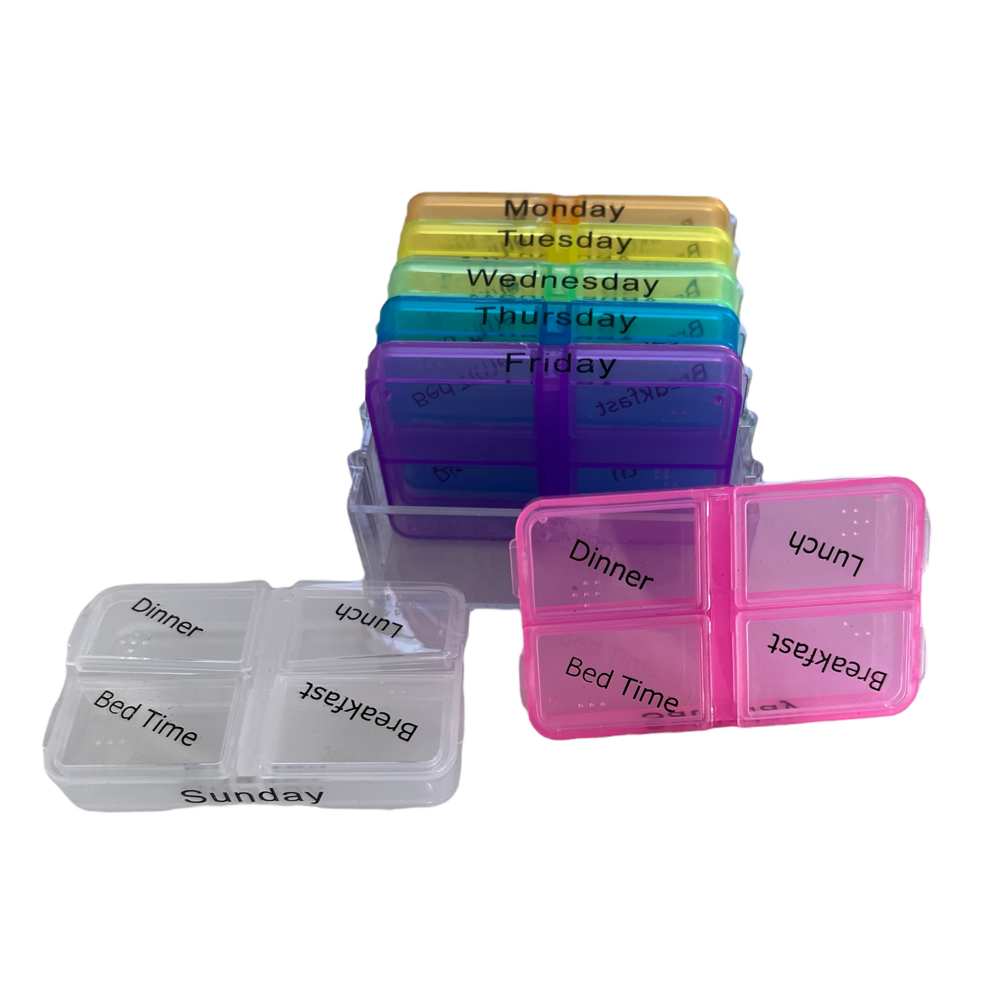 7 Day Pill Box — 4 Doses Daily - COMPACT  SPIRIT SPARKPLUGS   