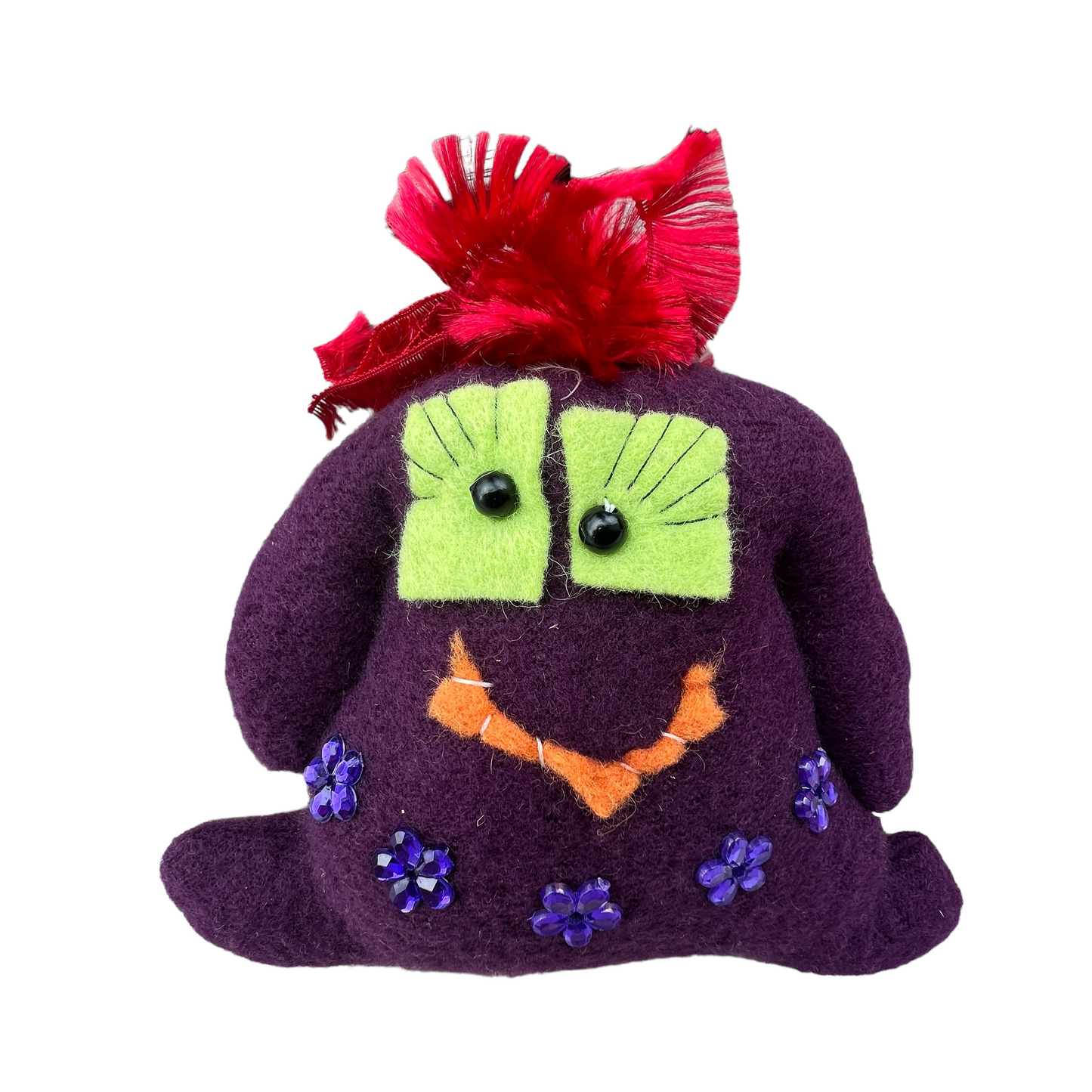 Troll Series, Mini Fleece Troll  Splash Quilting Let me flutter my beautiful green eye lids  