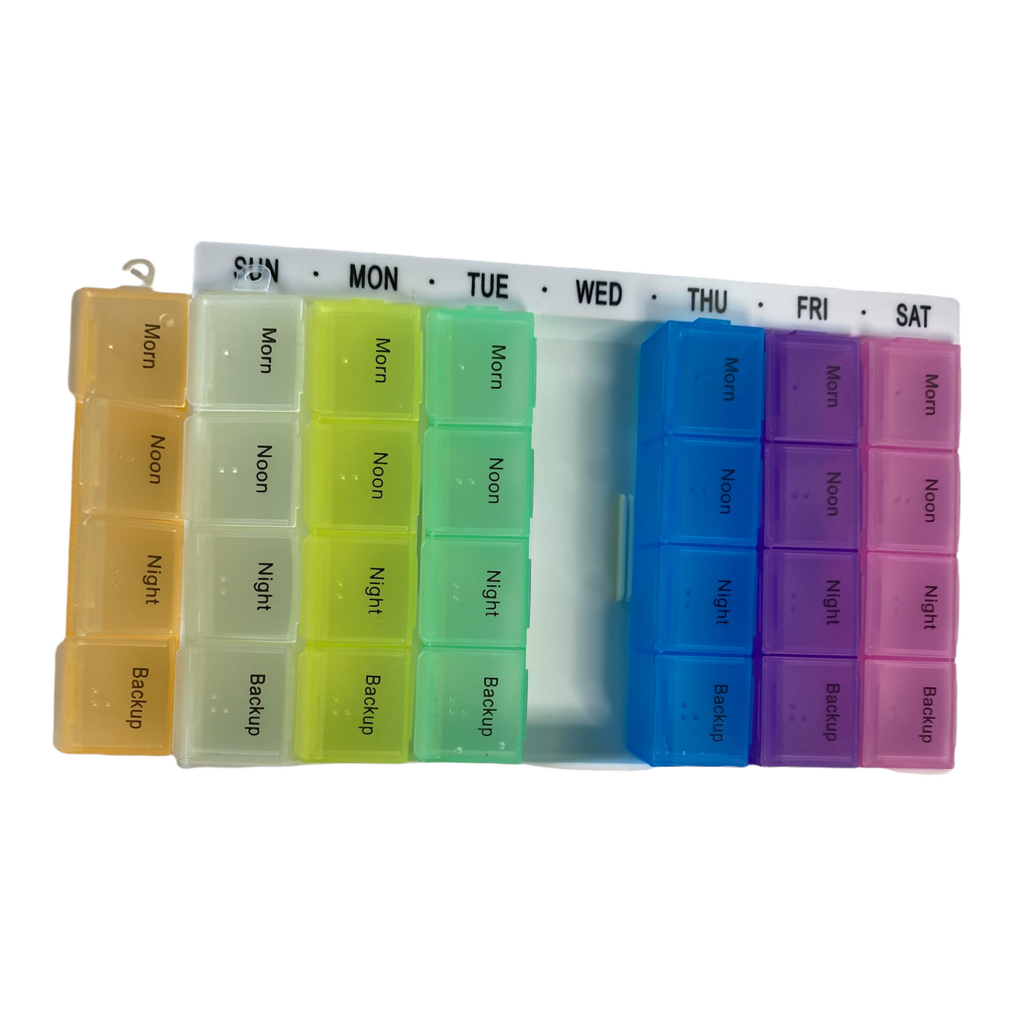 7 Day Pill Box — 4 Doses Daily White case Managing Medications SPIRIT SPARKPLUGS   