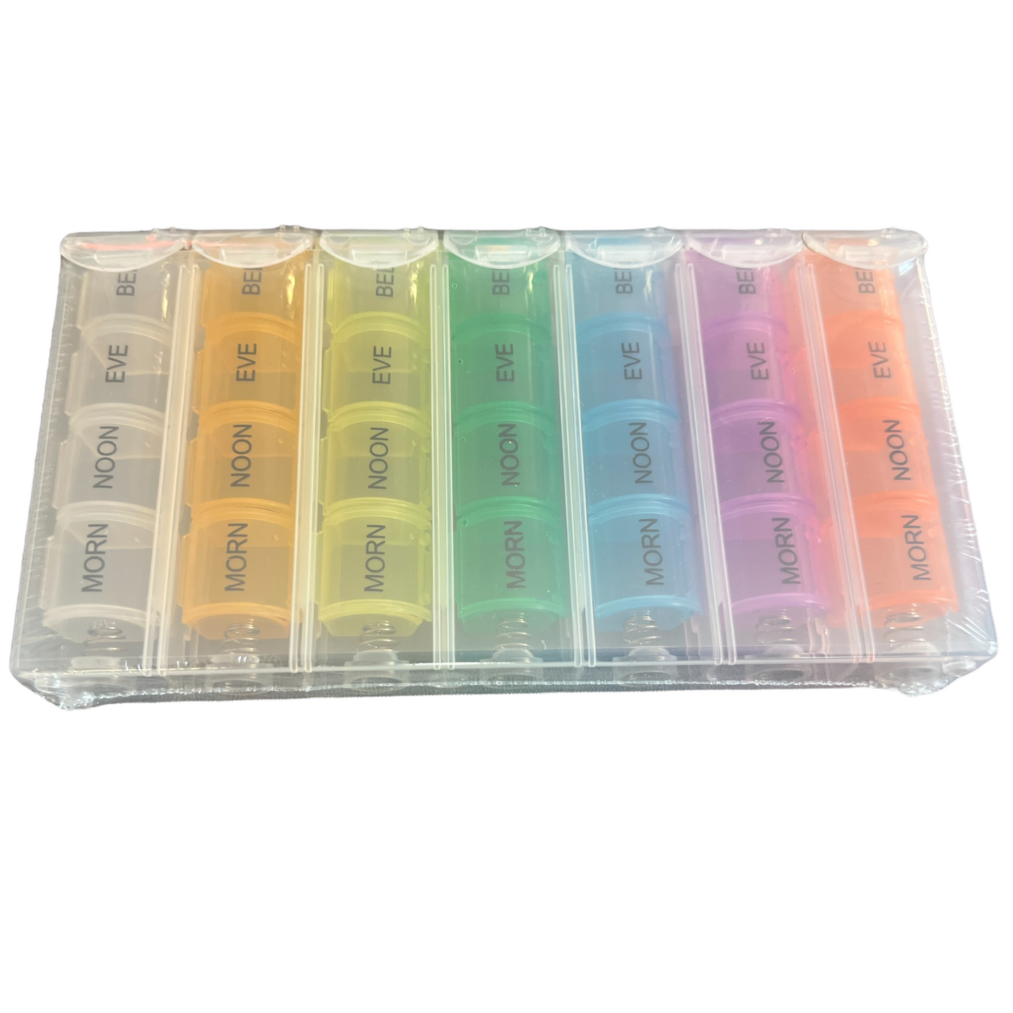 7 Day Pill Box — 4 Doses Daily Pop Out Case Managing Medications SPIRIT SPARKPLUGS   